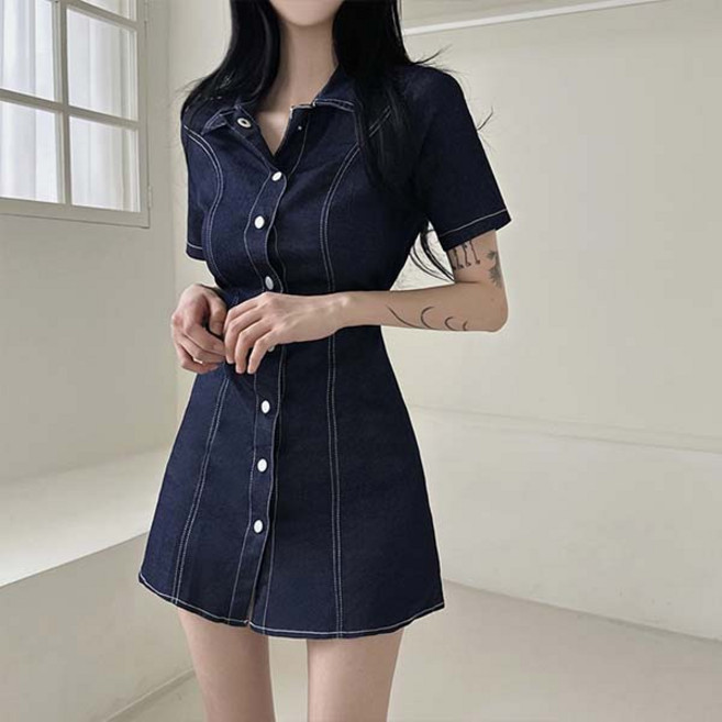 어반룩북 시크 청 데님 스텔라 미니 원피스