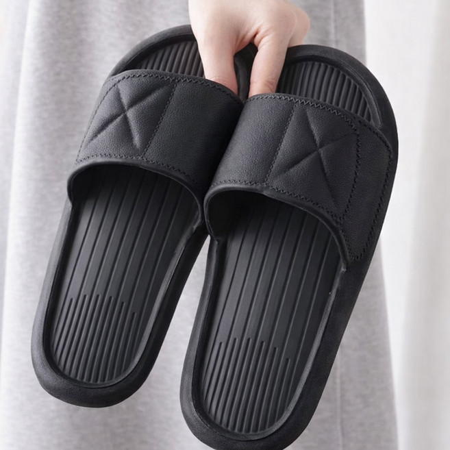 페이퍼랩 층간소음 방지 거실화 편안한 여름용 실내 슬리퍼, 1개, 블랙