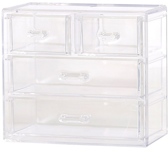 지오리빙 미니 투명 3단 4칸 서랍장, 소