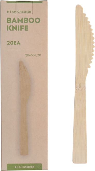 아이엠그리너 친환경 일회용 대나무 나이프 소량 박스, 1개, 20개입