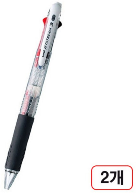 제트스트림 3색볼펜(SXE3-400/0.38mm), 2개, 투명
