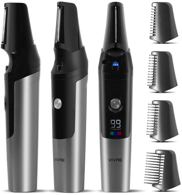 비브르 LED 바디트리머 제모면도기 셀프왁싱 가정용, 블랙그레이, V-BTM01, 트리머