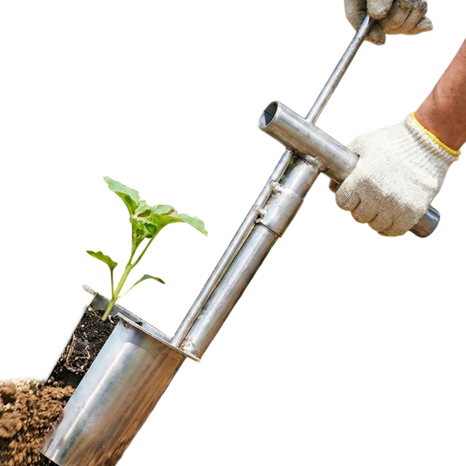 모종이식기 핸드형 찌르고 당기면 끝 흙 안묻는 깔끔한 모종심기 스텐 이식기, 1개