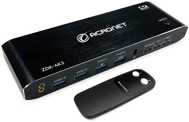 아크로넷 2:1 듀얼모니터 HDMI KVM스위치 ZDK-4K3, 1개