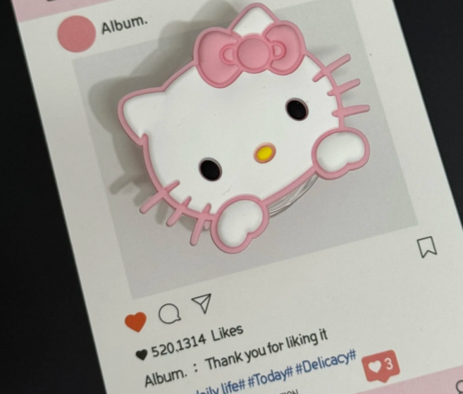 키티 스마트톡 귀여운 캐릭터 휴대폰 그립, 1개, 핑크