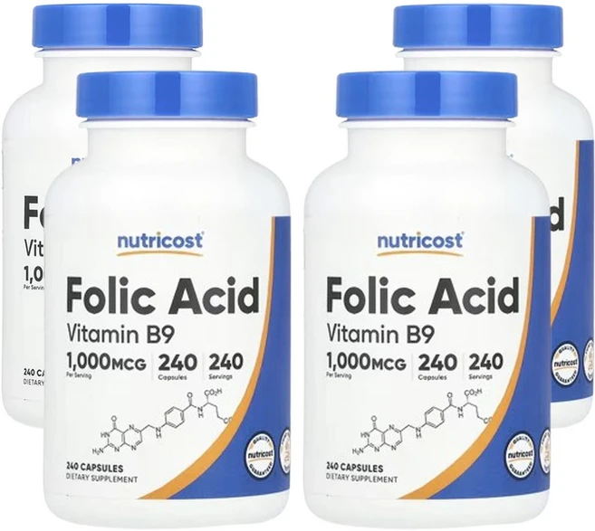 뉴트리코스트 엽산 1 000mcg 240캡슐, 4개, 240정 - 쿠팡