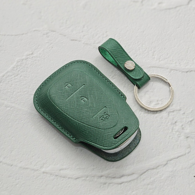 테일러카 쉐보레 호환 소가죽 차 키케이스 말리부 트랙스 스파크 크루즈, TC-1 (3버튼), 에메랄드 그린