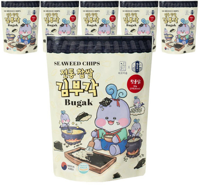 태초김 찹쌀 수제 김스낵 시즈닝 김부각 핫불닭맛, 6개, 50g