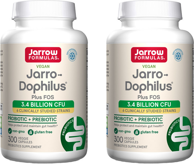 재로우 포뮬라 재로-도필러스 + FOS 유산균 캡슐 글루텐 프리 비건, 300정, 2개