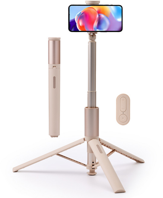 오지렌 블루투스 원터치 팝업 올인원 알루미늄 셀카봉 삼각대 175cm, 1개, 크림, GK16