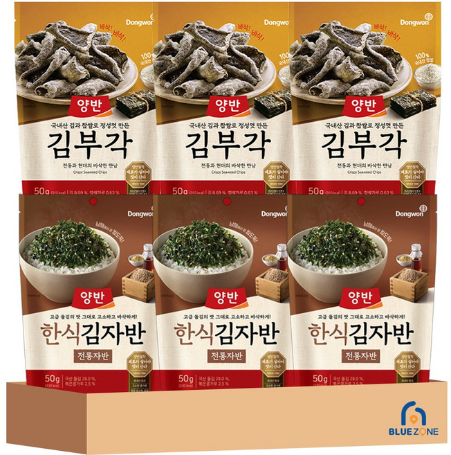 [블루존] 동원 양반 김자반 50g (전통자반+김부각) x3