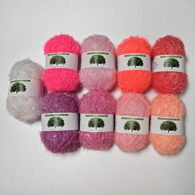 실감는삼촌 수세미실 파스텔&세트 컬러 8종 세트, 1개, 핑크 8색세트+백색1개 추가증정