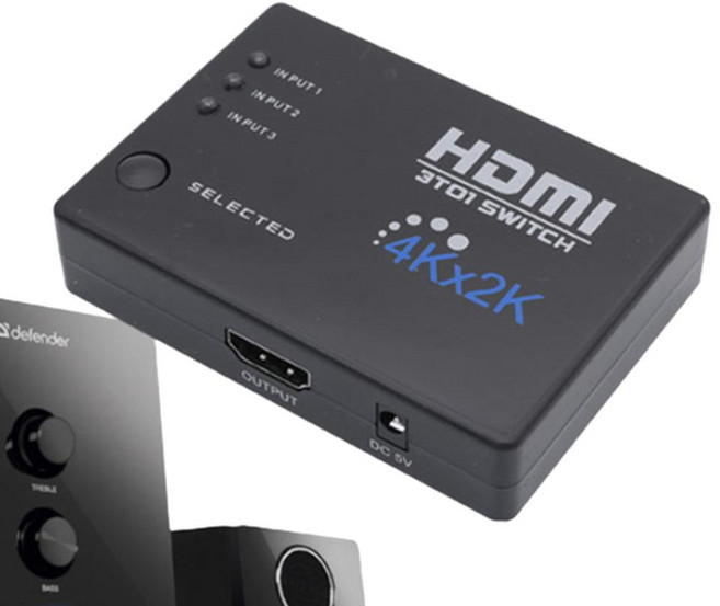 Coms 3포트 HDMI선택기 3x1 3대1 매트릭스 4K 30Hz HDMI1.4 리모콘, 단품, SSBB625, 1개
