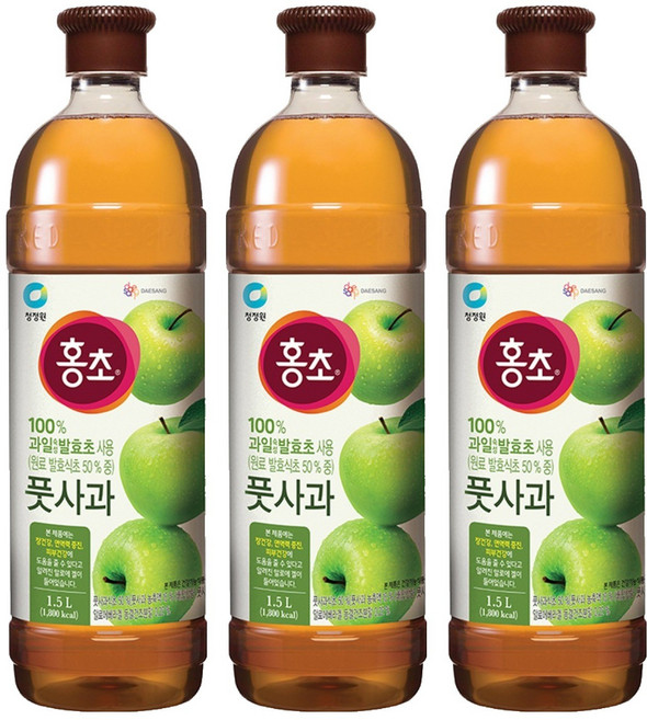 홍초 풋사과 식초, 1.5L, 3개