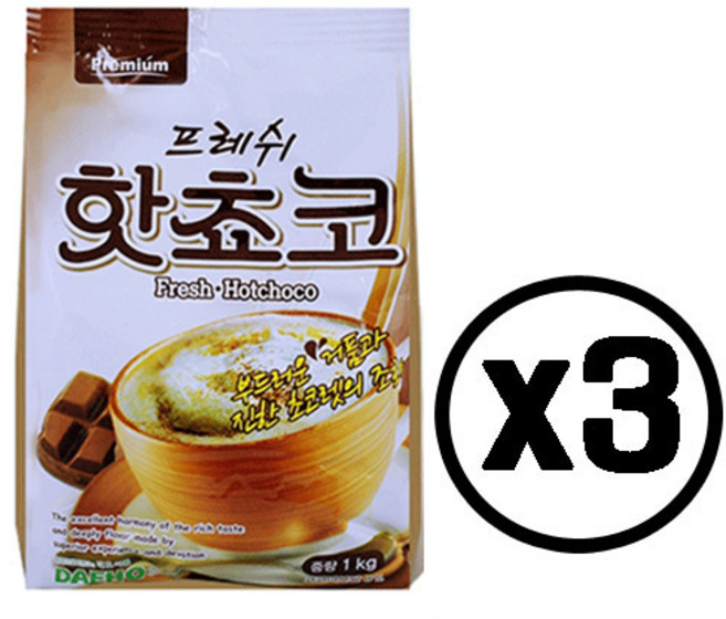 대호 프레쉬 핫초코 1kg 부드러운 거품과 진한 초코렛의 조합, 1개입, 3개