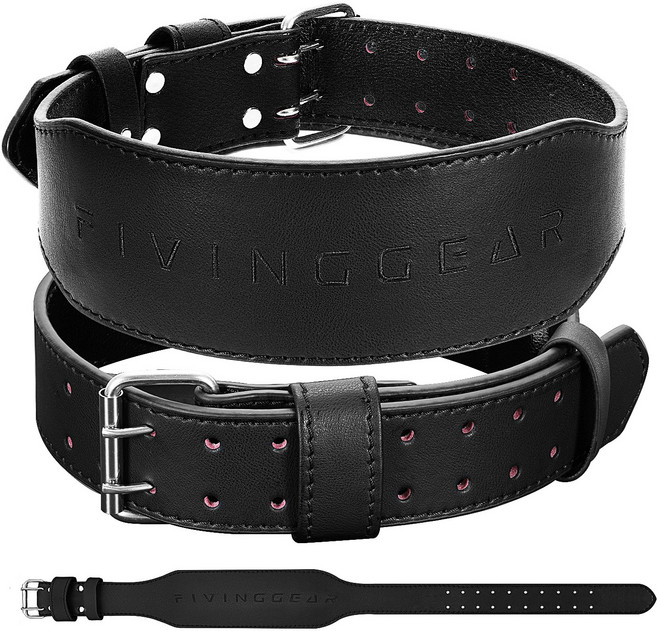 FIVING 헬스 허리보호대 가죽 복압벨트 웨이트 리프팅, 블랙, 1개