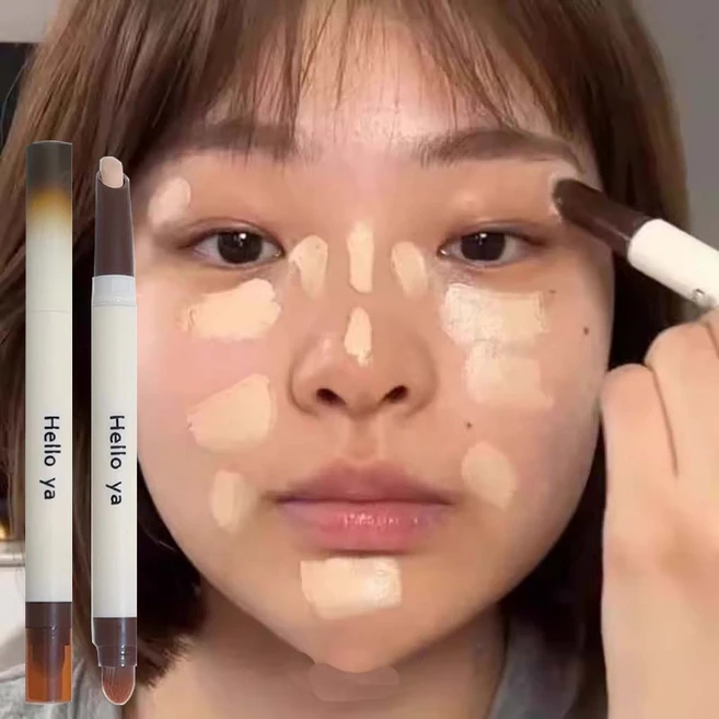 듀얼 컨실러 컨실러 1위 팔레트 잡티커버 컨실러1위 주황색 컨실러 컬러 커렉팅 한방에 다크서클 잡티 브이라인 커버 팔레트 다크서클 물광 컨실러 (브러시 포함), 1#내추럴누드, 1개 - 쿠팡