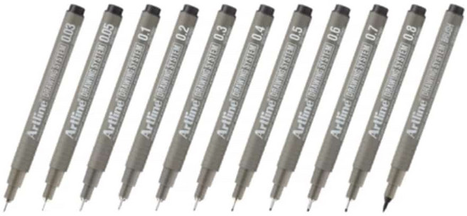 Artline 드로잉펜 도면 작업 볼펜 블랙 검정색, 1개, 0.2mm
