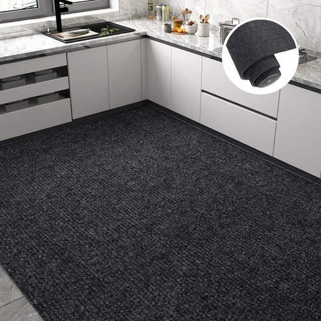 92개국판매 바로 붙이는 무자국 롤 카페트 워셔블 매트 다크 그레이