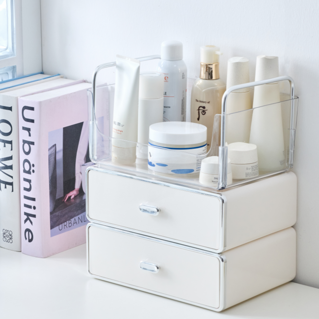 미노스토리 심플 다용도 프레임 화장품정리함, 화이트
