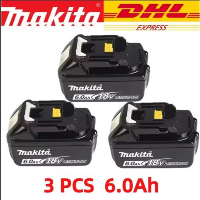 100 Makita 18V 6.0Ah 충전식 배터리 Makita BL1830 BL1830B BL1840 BL1840B BL1850 BL1850B 전동 공구 배터리, 1)3PCS 6.0Ah, 3개