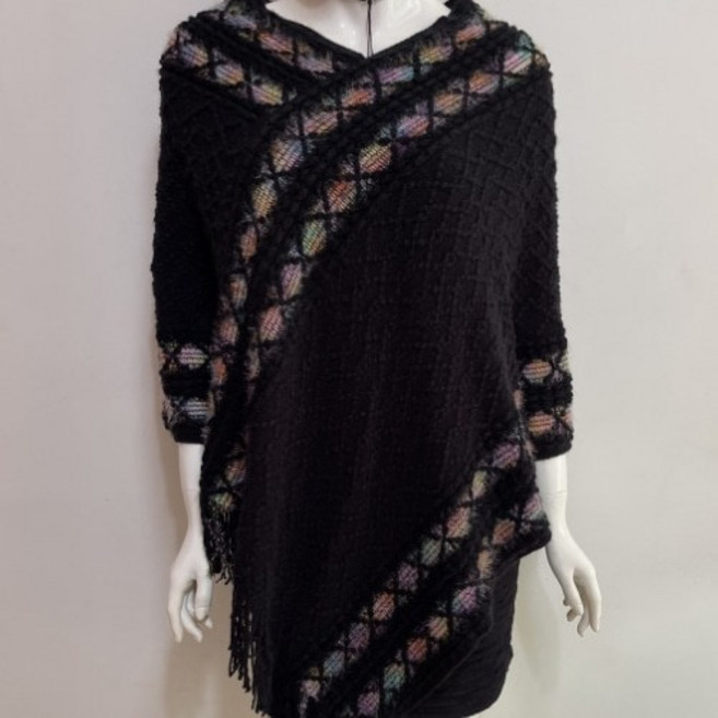 안녕릴리 여성 브이넥 울 니트 스웨터 숄 케이프