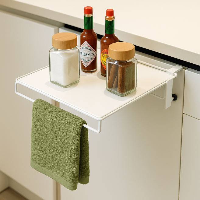 오들링 좁은주방 접이식 행잉 미니선반 보조 조리대 행주걸이, 화이트, 1개