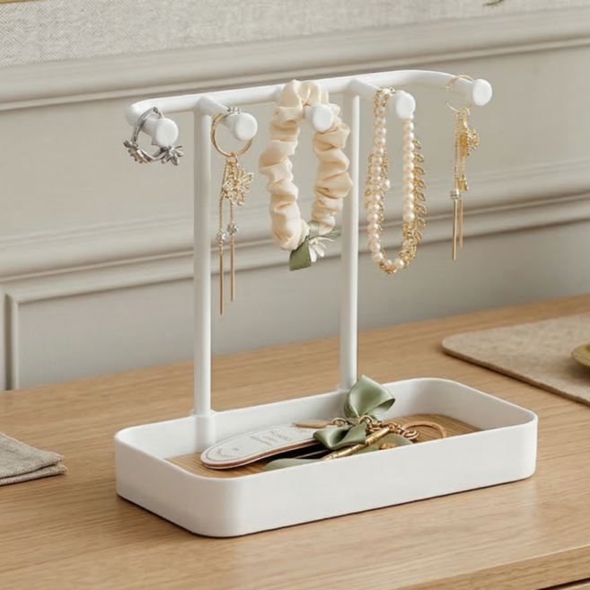 한눈에보이는 깔끔한 화장대 악세사리 보관함, 화이트, 1개