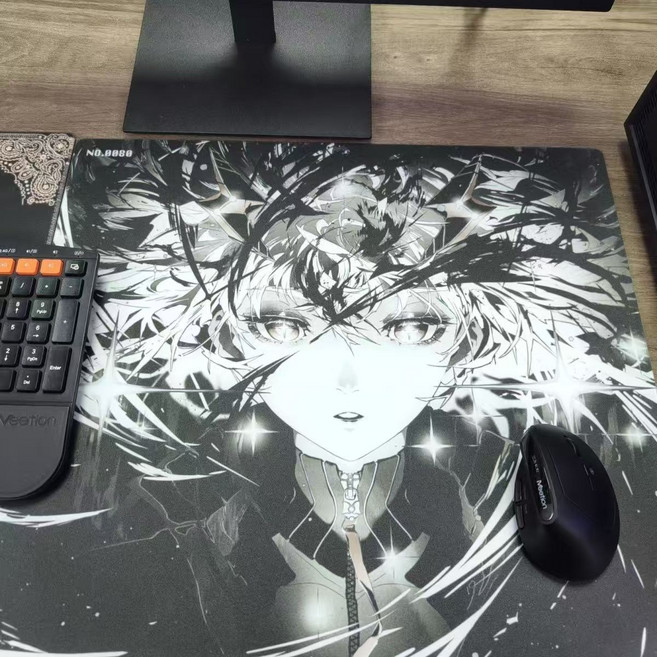 WALLHACK SP005 어웨이크닝 소라 한정판 강화유리 마우스패드 - 매끄러운 표면490X430mm, 1개, 흑백