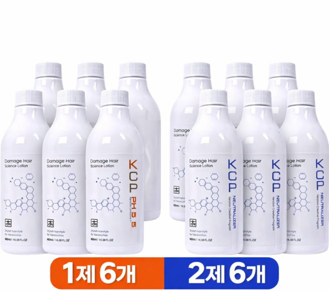 이스티프 KCP 산성펌제 극손상 미용실 손상모 파마약 데미지케어 클리닉펌1제 2제, 6개, 400ml
