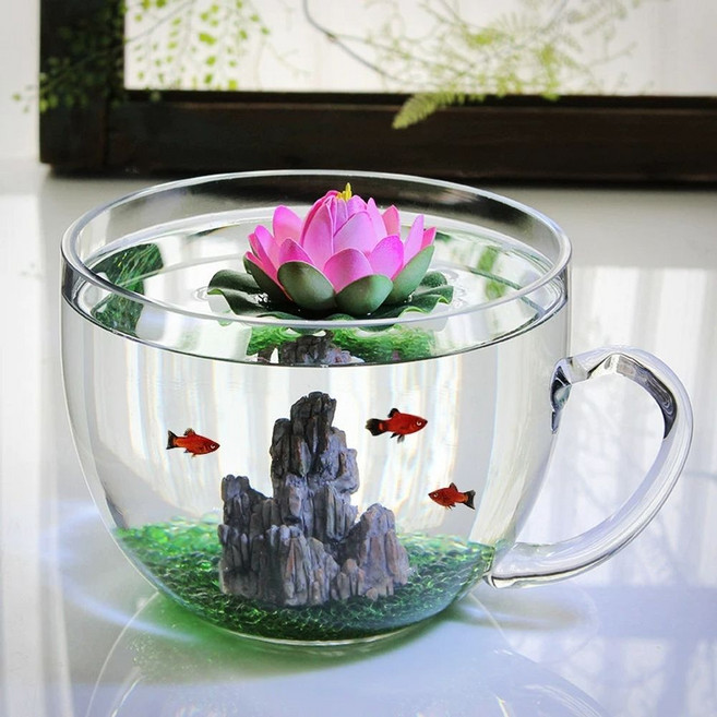 구피어항세트 베타 난주 데스크탑 컵모양어항, 1개