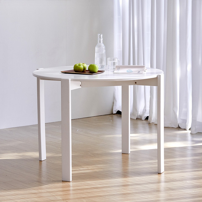 [리비니아] 엘레나 러버우드 원목 원형 800/1000 테이블 (단품)/ 홈카페 주방 거실용 인테리어 테이블, 화이트