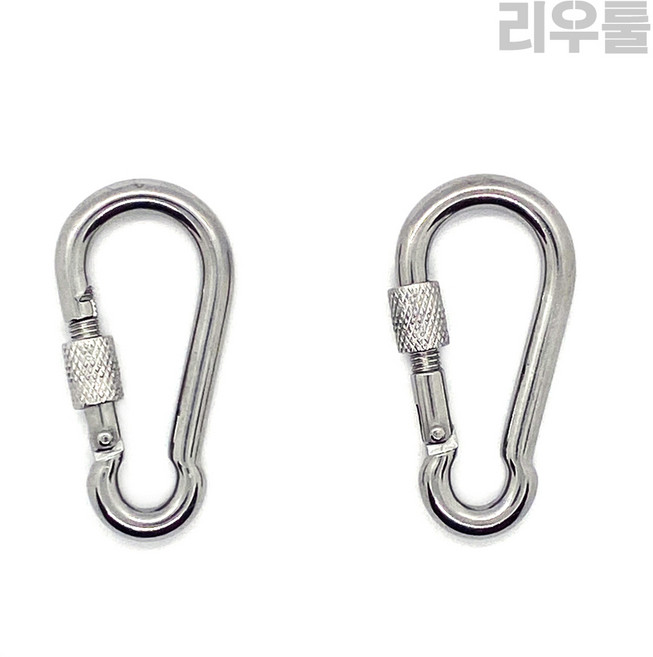 리우툴 스텐 잠금 비너 SUS304 락 비나 4 5 6 7 8 9 10 11 12mm 등산 캠핑 체인 연결 고리 걸이 키링 소형 미니 고정고리, 스텐잠금비너4mm