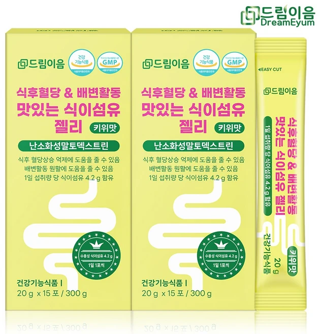 드림이음 난소화성말토덱스트린 식후혈당 배변활동 맛있는 식이섬유 젤리 15p, 300g, 2개 - 쿠팡
