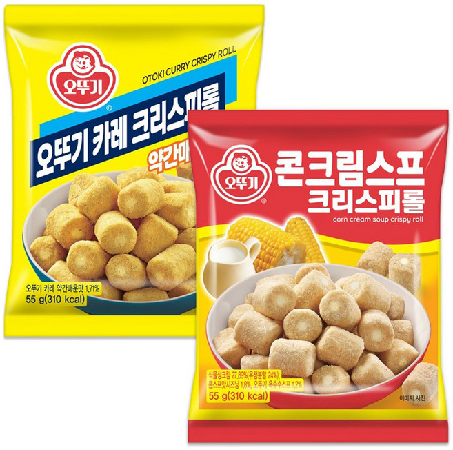 오뚜기 2종 크리스피롤 콘크림스프55g+카레 약간매운맛55g, 55g