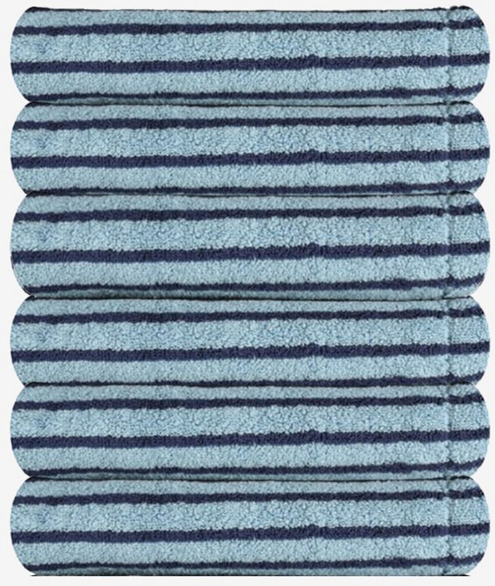 송월타올 호텔컬렉션 스트라이프솔리드44 코마사 30수 (6매), 6개, 하늘