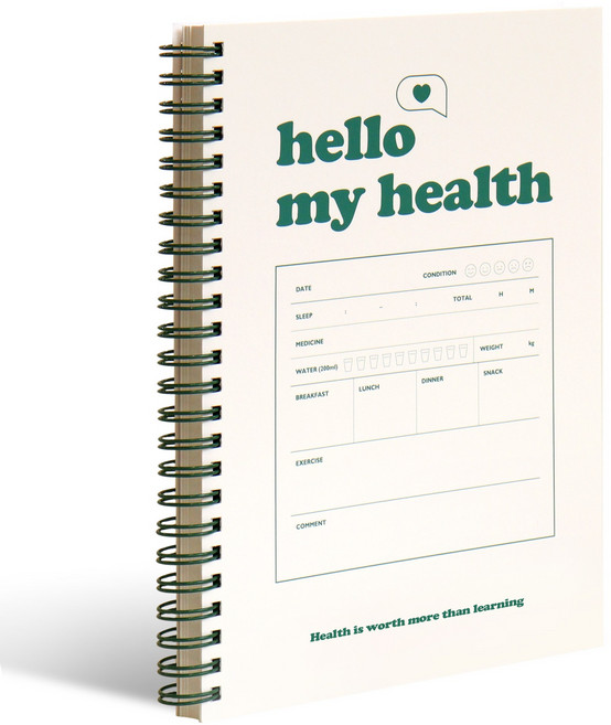 인디고 기본 A5 건강 일지 데일리 6개월 기록노트 운동루틴 식단관리 다이어트, 그린, 그린, 1개
