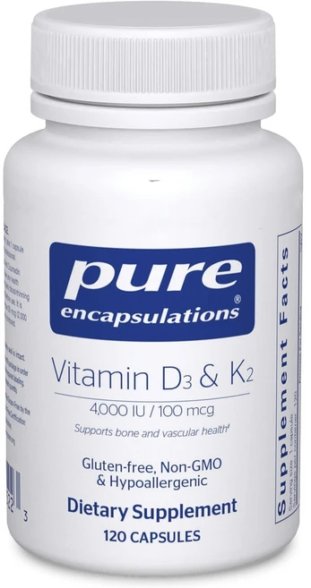 퓨어인캡슐레이션 비타민 D3 4000iu K2 메나퀴논 100mcg 120베지캡슐, 1개, 120정 - 쿠팡