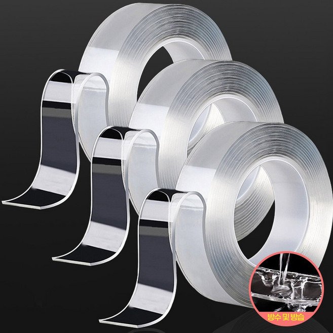 캠베레스트 자국없는 초강력 실리콘 양면테이프 클리어겔 3cm x 3m, 1mm, 3개