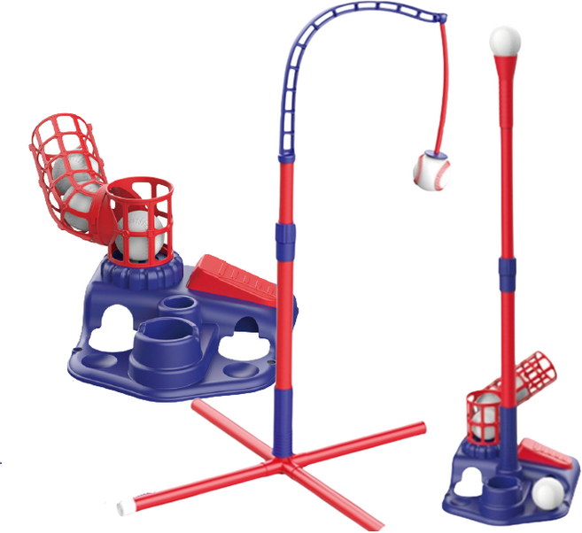 WOW 兒童棒球玩具套裝 多功能運動玩具, 紅藍【三合一】, 1套