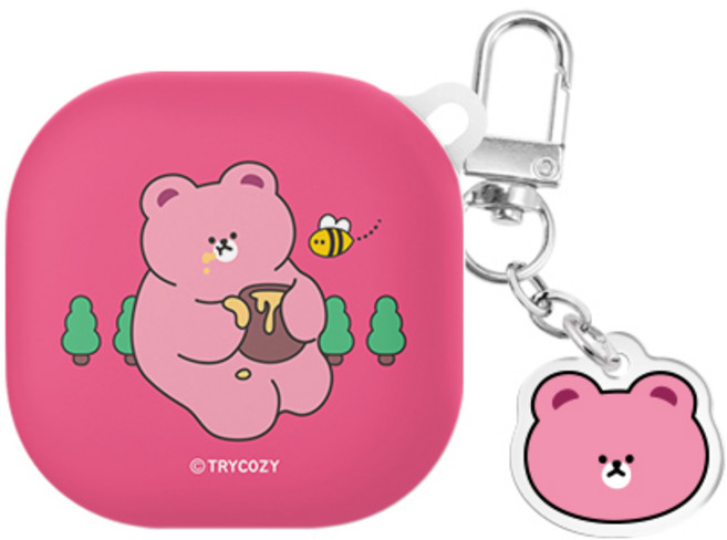 베어허니 버즈라이브(공용) 하드 케이스 +아크릴 키링 세트, 핫핑크, 버즈라이브/버즈프로/버즈2/버즈2프로(공용), 1개