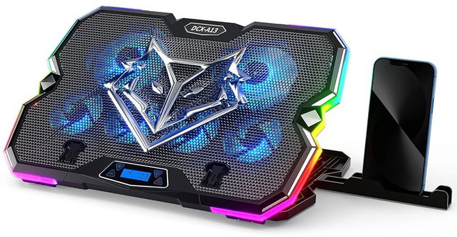 KeiBn 노트북 냉각 패드 A13 RGB 라이트 쿨러 팬으로 최대 15 6인치 모드 높이 스탠드 2 USB 포트 파란색 업그레이드, A13-Blue, 1개