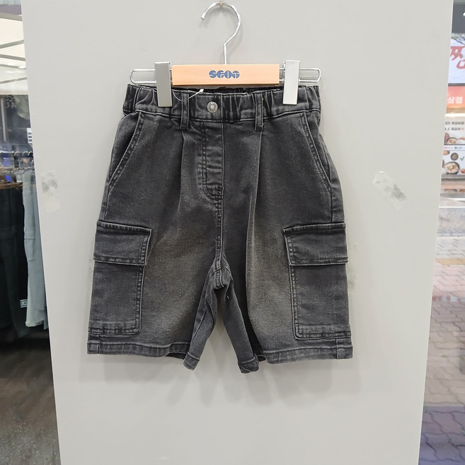 에스핏 주니어 키즈 공용 브러쉬 건빵 데님 5부 아동 반바지 청바지 SJA304-UJPT03_DG