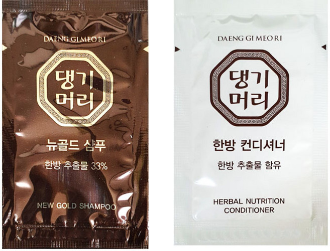 댕기머리 뉴골드샴푸 25개+한방컨디셔너 25개 (50개입) 여행용 일회용샴푸