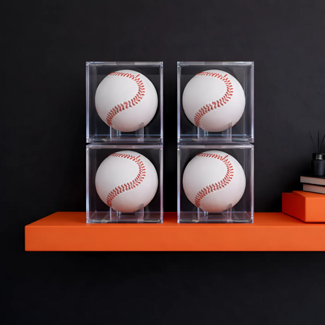 룸앤업 고급형 야구공 싸인볼 케이스, 4개, 투명