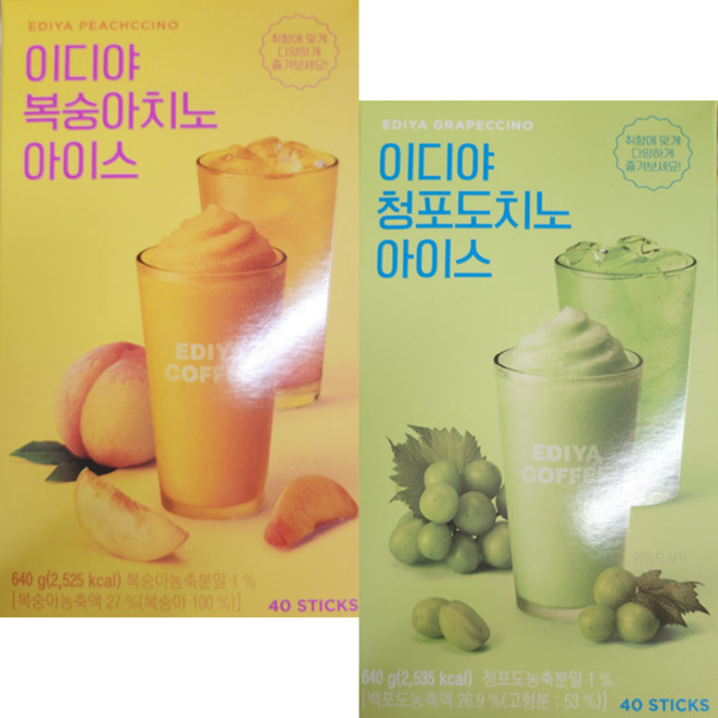 이디야 치노 아이스 16g X 40입 2종택1 복숭아치노 청포도치노 EDIYA, 1mg, 1개입, 1개
