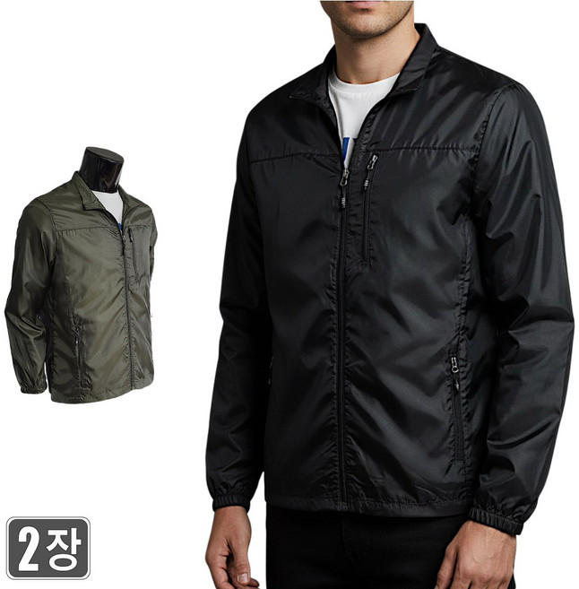 1+1 웨어몬 봄여름가을 가성비 바람막이 자켓 WF-131 지퍼포켓 등산 외출 일상복