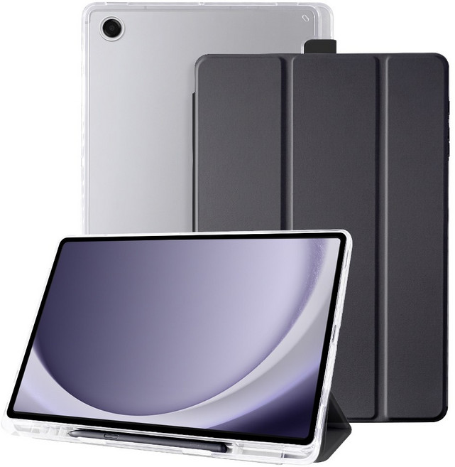 DANYCASE 펜 슬롯이 있는 스마트 태블릿 커버 투명한 경질 아크릴 커버 삼성 갤럭시 탭 케이스, 블랙