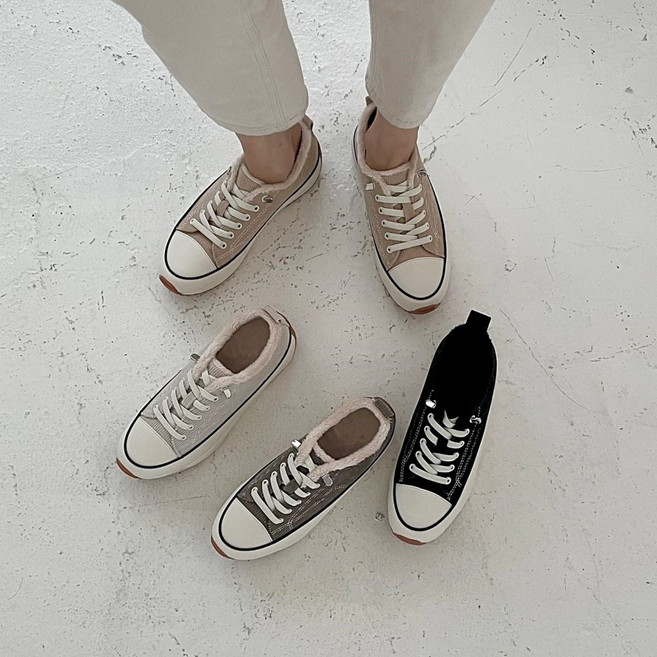 4cm 코듀로이 운동화 여자 겨울 퍼안감 통굽 스니커즈 4컬러