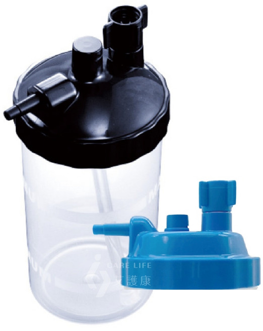 艾護康 貝斯美德Basmed 一般/氧氣潮濕瓶 - 透明安全材質 方便攜帶, 1個, 400-500cc,藍黑蓋隨機, 藍黑蓋隨機